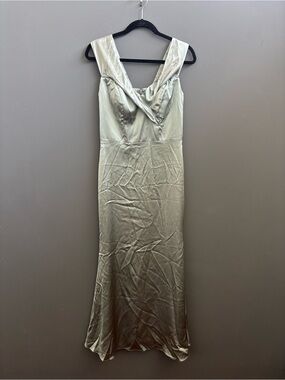 Revelry Satin Maxi Dress in Sage Green
